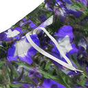 Close-up front view of unisex mesh shorts featuring Castle Lobelias floral print captured at Dromoland Castle, County Clare, Ireland