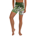 shorts - yoga-Nature: Historic Scottish Highland Castle Garden Flowers Yoga Shorts-2-images on me