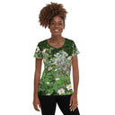 tee - athletic-Nature: Historic Scottish Highland Castle Garden Flowers Athletic Tee for Women-1-images on me