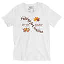 tee - cotton v-neck-Saywear: Falling for Leaves Autumn Unisex V-Neck Tee-17-images on me