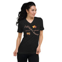 tee - cotton v-neck-Saywear: Falling for Leaves Autumn Unisex V-Neck Tee-3-images on me