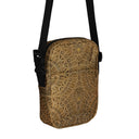 front angle Vaulted Glory crossbody convertible bag with a warm gold geometric pattern inspired by Gothic fan-vault architecture in London