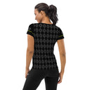 Sports Talk: Wanna Play Tennis Rackets Athletic Tee for Women (grey rackets)