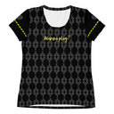 Sports Talk: Wanna Play Tennis Rackets Athletic Tee for Women (grey rackets)
