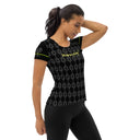 Sports Talk: Wanna Play Tennis Rackets Athletic Tee for Women (grey rackets)