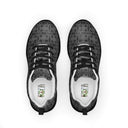 Top view of women’s sneakers with monochrome dahlia pattern — Victoria Island Monochrome Charm - black soles