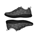 Side views of women’s sneakers with monochrome dahlia pattern — Victoria Island Monochrome Charm - black soles