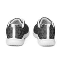 Back view of women’s sneakers with monochrome dahlia pattern — Victoria Island Monochrome Charm - white soles