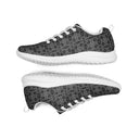 Side views of women’s sneakers with monochrome dahlia pattern — Victoria Island Monochrome Charm - white soles