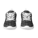 Front view of women’s sneakers with monochrome dahlia pattern — Victoria Island Monochrome Charm - white soles