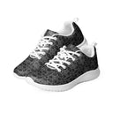Left front view of women’s sneakers with monochrome dahlia pattern — Victoria Island Monochrome Charm - white soles